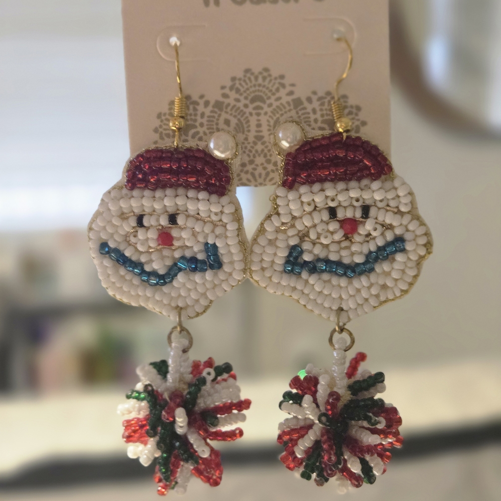Festive Santa Beaded Earrings